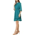 thumbnail image 5 of INSPIRE CHIC Women's Layered Ruffle Hem 3/4 Sleeves Smocked Chiffon A-Line Dress XS Lake Green, 5 of 9