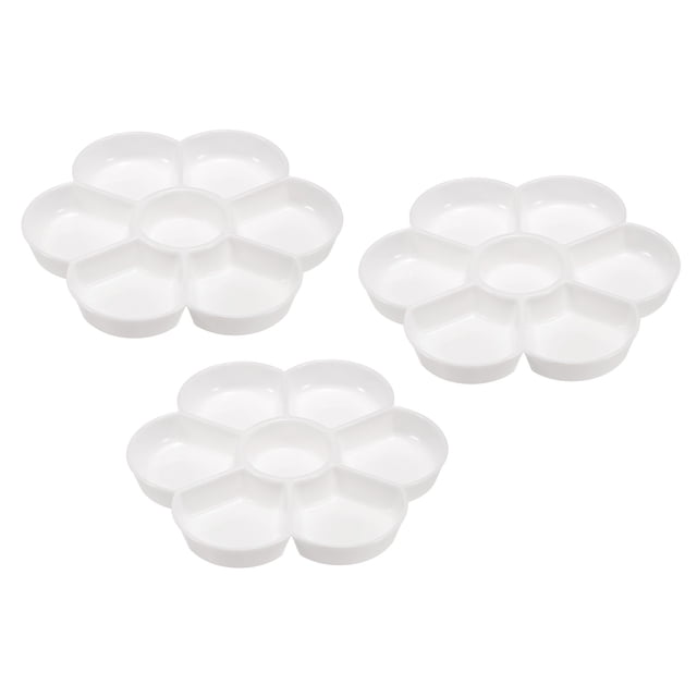 Uxcell 7 Wells Paint Tray Palette Painting Pallet Holder Flower Round Shape, White 3 Pack