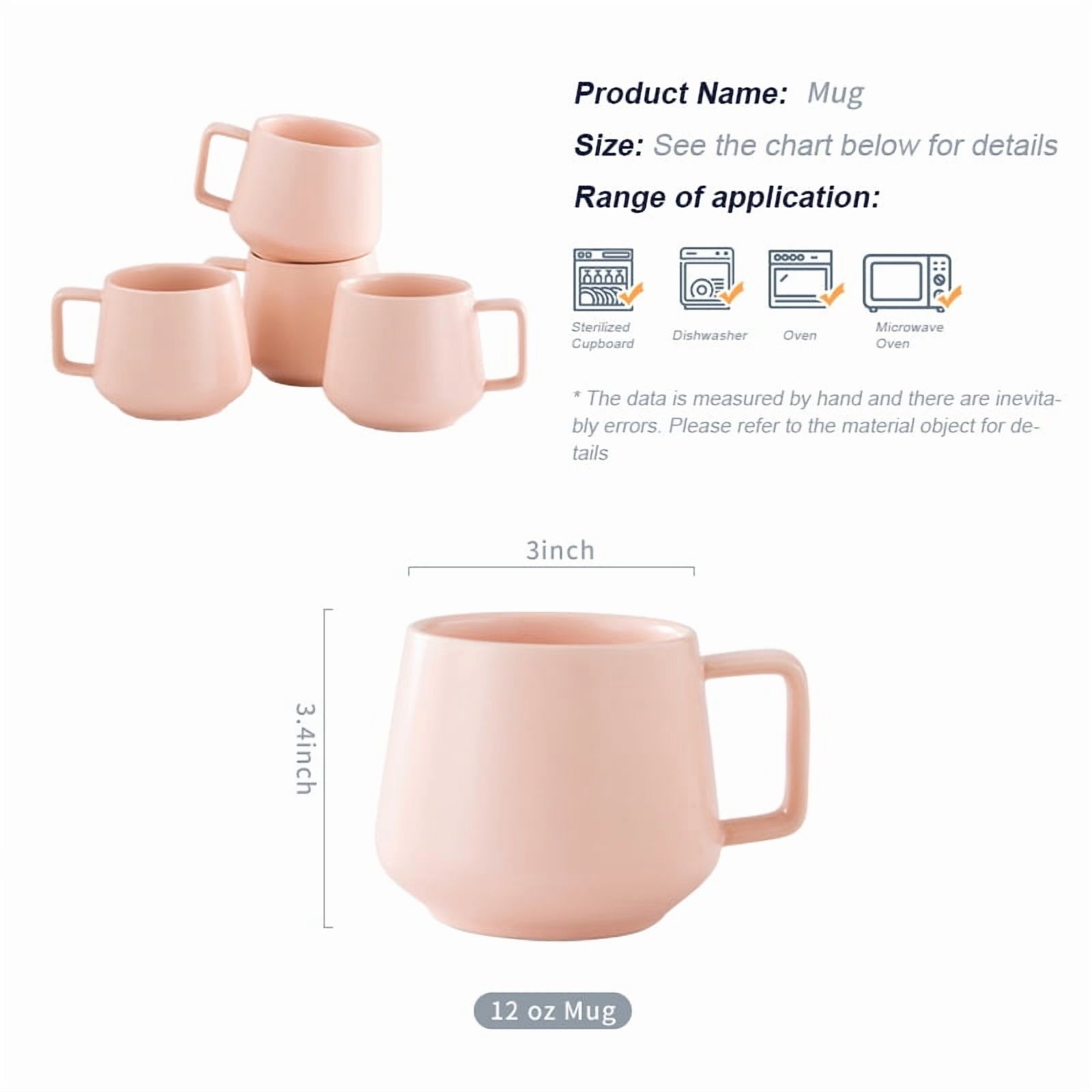 Pink mugs coffee and tea 12 oz set of 4 Durable