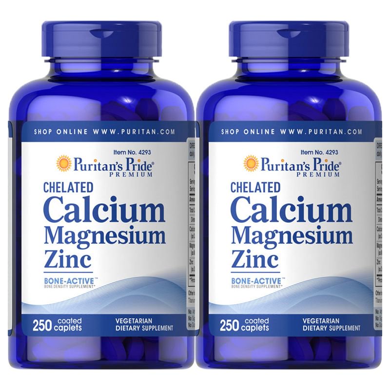 Puritan's Pride Chelated Calcium Magnesium Zinc (2 PACK)