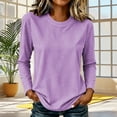 thumbnail image 5 of Shrysg Women's Long Sleeve T-Shirt Vertical Striped Crewneck Slim Fit Tops Soft Stretchy Basic Layering Tees Purple, 5 of 6