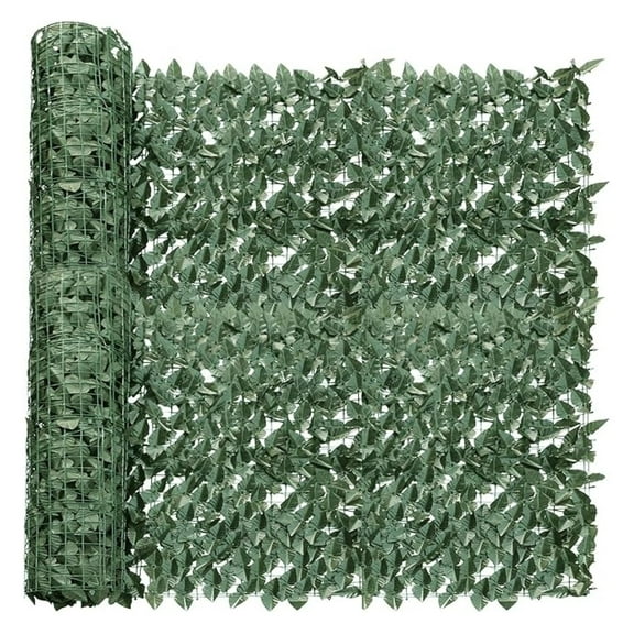 6'x14' 1 PC Artificial Laurel Leaf Cover Faux Leaves Hedge Fence Screen Greenery Wall Decoration for Outdoor Balcony Backyard Garden Patio (Dark Green)