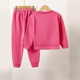 thumbnail image 5 of Girls Fleece Sweatshirt Fall And Winter Solid Color Letter Printing Warm Windproof Two Piece Set 6-7 Years Red, 5 of 7