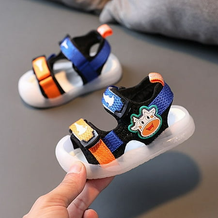 

8QIDA Sandals Girls Size 13 Anti Kick Baotou Sandals Summer Lights Baby Shoes 013 Years Old 2 Boys and Girls Beach Shoes Walking Shoes 20