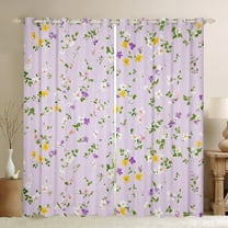Manfei Vintage Flower Floral Black Out Curtains,Rustic Daisy Curtains Pack of 2 (42x63 Each),Purple Green Bedroom Curtains For Daults,Ultra Soft Home Decor