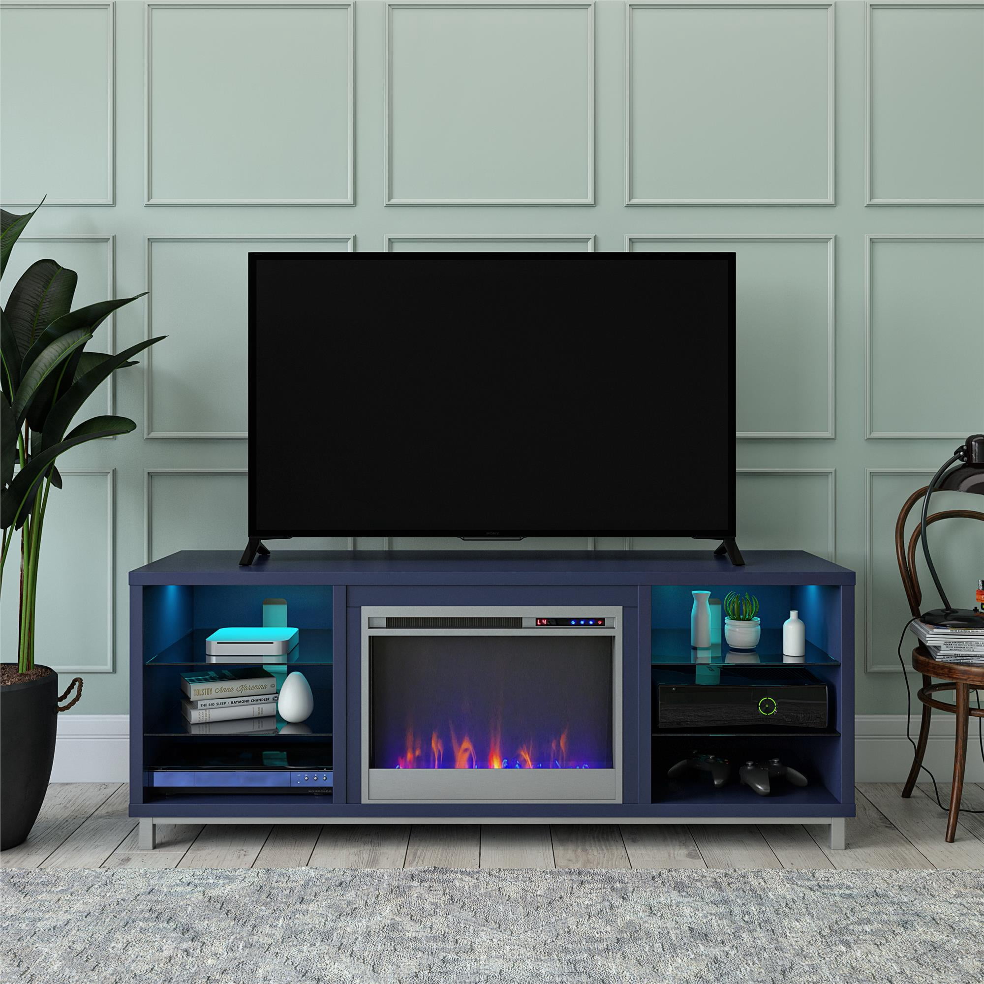 Ameriwood Home Fendall Deluxe Fireplace TV Stand for TVs up to 70", Navy