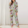 thumbnail image 2 of Honeii America Landmarks1 print Women's Pajama Sets Long Sleeve Button Down Sleepwear Nightwear Soft Pjs Lounge Sets-XX-Large, 2 of 7
