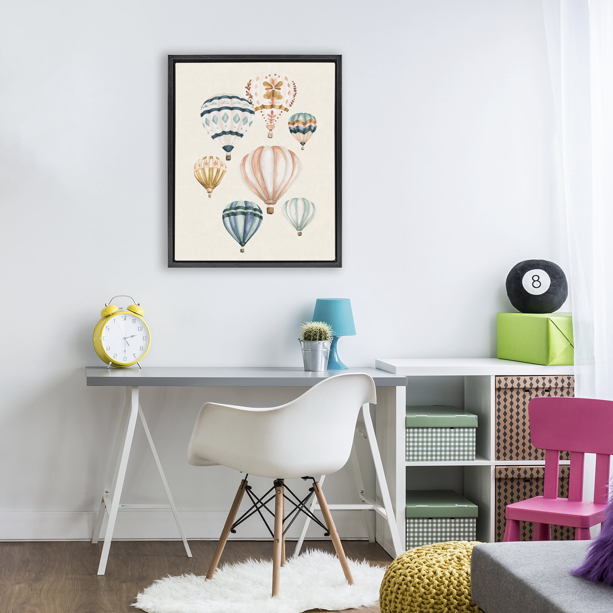 Stupell Industries Wanderlust Hot Air Balloons Black Framed Floater Canvas Wall Art, design by Bethany Sandoval
