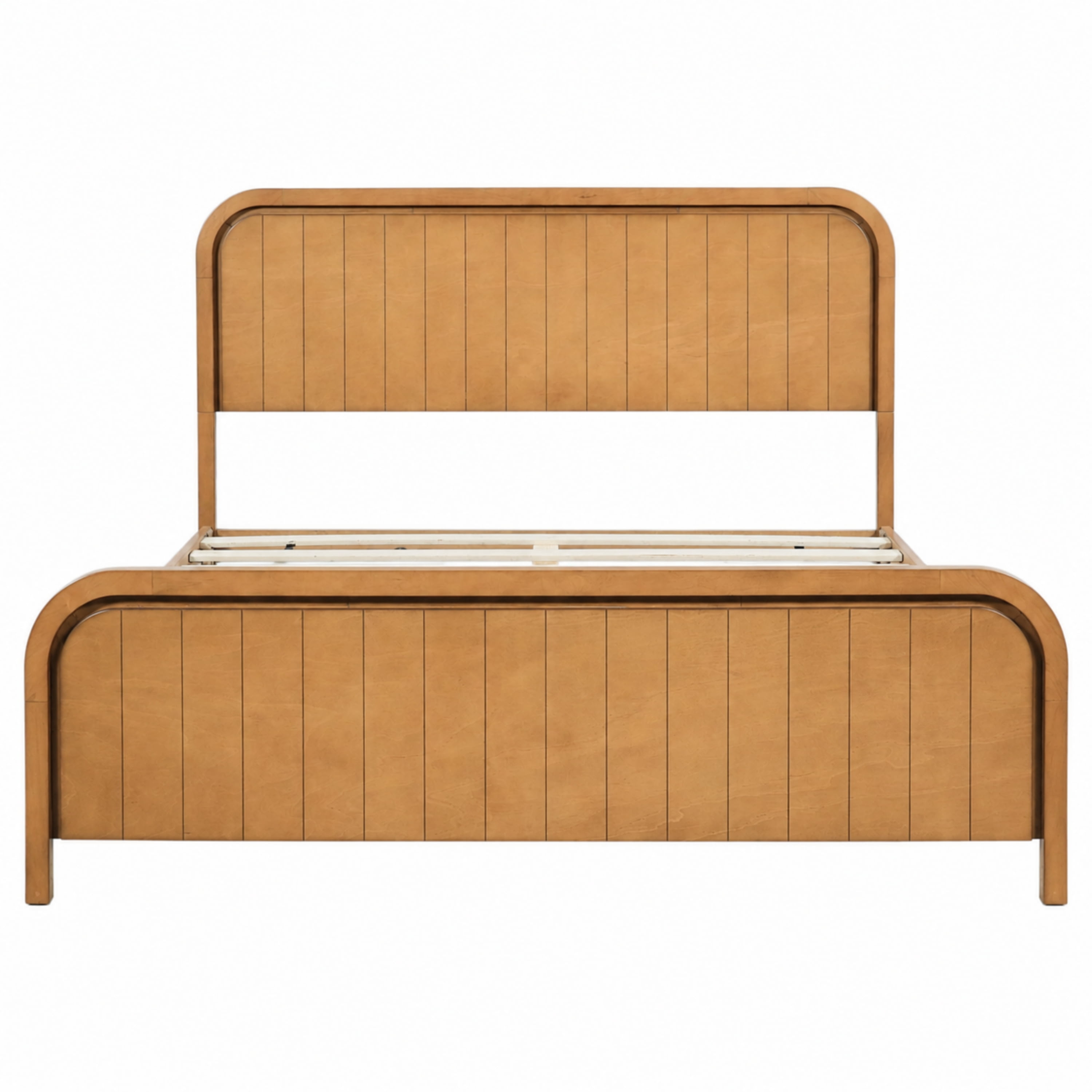Mintazer Queen Size Platform Bed Frame with Rounded Headboard & Footboard for Bedroom, No Box Spring Needed, Easy Assembly, Natural