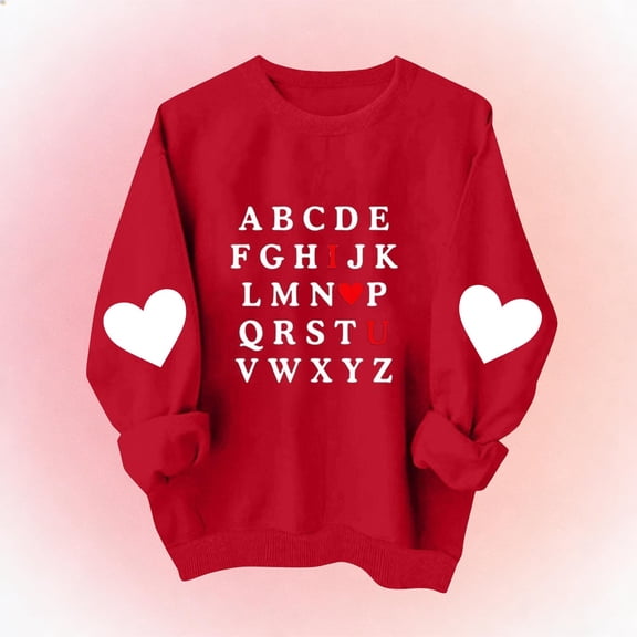 BaoFuBaoMei Boys Girls Sweatshirt Tops Valentines Heart Long Cuffed Sleeve Pullover Loose Crew Neck Fall Outfits for School Daily Wear Outdoor