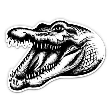 Crocodile Scary Jaws – 5 Vinyl Sticker – For Car Laptop I-Pad – Waterproof Decal