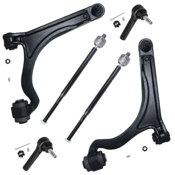 Detroit Axle - 6pc Front End Suspension Kit for 2004-2008 Chrysler Pacifica, 2 Lower Control Arms w/Ball Joints 4 Tie Rod Ends 2005 2006 2007 Replacement