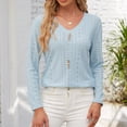 thumbnail image 2 of tarylea Womens Tops Crew Neck Eyelet Long Sleeve Blouse Solid Color Dressy Loose Shirts Casual Fall Trendy Dailywear Tops, 2 of 6