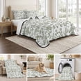 thumbnail image 6 of King Quilt Set 96''x106'', Sage Green Flower Lightweight Bedspread Coverlet Set with 2 Pillow Shams, Vintage Farmhouse Boho Leaf Spring Breathable All Season Quilt Bedding for Bedroom/Guest Room, 6 of 9