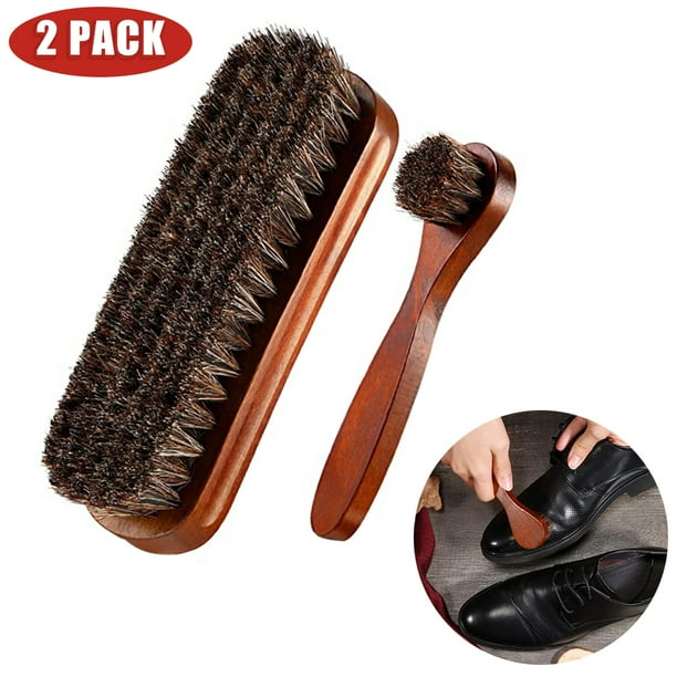 FUSSWIND 2Pcs Horsehair Shoe Brush Kit Polish Dauber Applicators