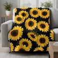 thumbnail image 2 of Yellow Sunflowers Blanket Soft Cozy Warm Throw Blanket for Couch, Plush Fuzzy Flannel Fleece Blankets for Sofa, Black Farmhouse Country Flowers Floral Bed Blankets Lightweight Gifts for Men, 40"x50", 2 of 9