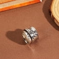 thumbnail image 7 of Flower Spinner Ring Anxiety Ring for Women Silver Fidget Band Ring Meditation Ring Statement Stress Relief Ring for Men, 7 of 7