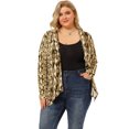 thumbnail image 2 of Women's Plus Size Leopard Print Asymmetric Open Front Fashion Cardigan Beige Snake Print 2X, 2 of 6
