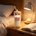 thumbnail image 5 of Glass Water Cup With Lid and Glass Straw, Detachable Butterfly Decoration, Reusable Coffee and Cold Drink Tumbler for Home Office Outdoor, Green or Pink, 5 of 5