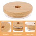 thumbnail image 4 of 6 Pcs Glass Jar Sealing Lid Cover for Water Cup Wood Straw Holes Reusable Canning Lids, 4 of 6