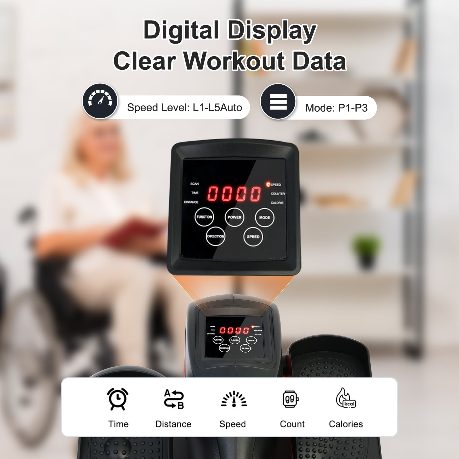 Under Desk Elliptical, Electric Seated Pedal Exerciser, Quiet & Compact Mini Ellipse Leg Exerciser with Display Monitor, Remote Control and Adjustable Speeds, Elliptical Machine for Home