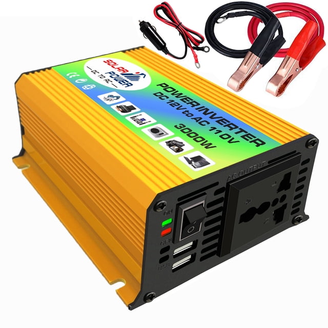 Inversor modificado,Peaks Power 3000W Inversor de onda sinusoidal modificada Inversor de corriente d Abody Amarillo/110 V