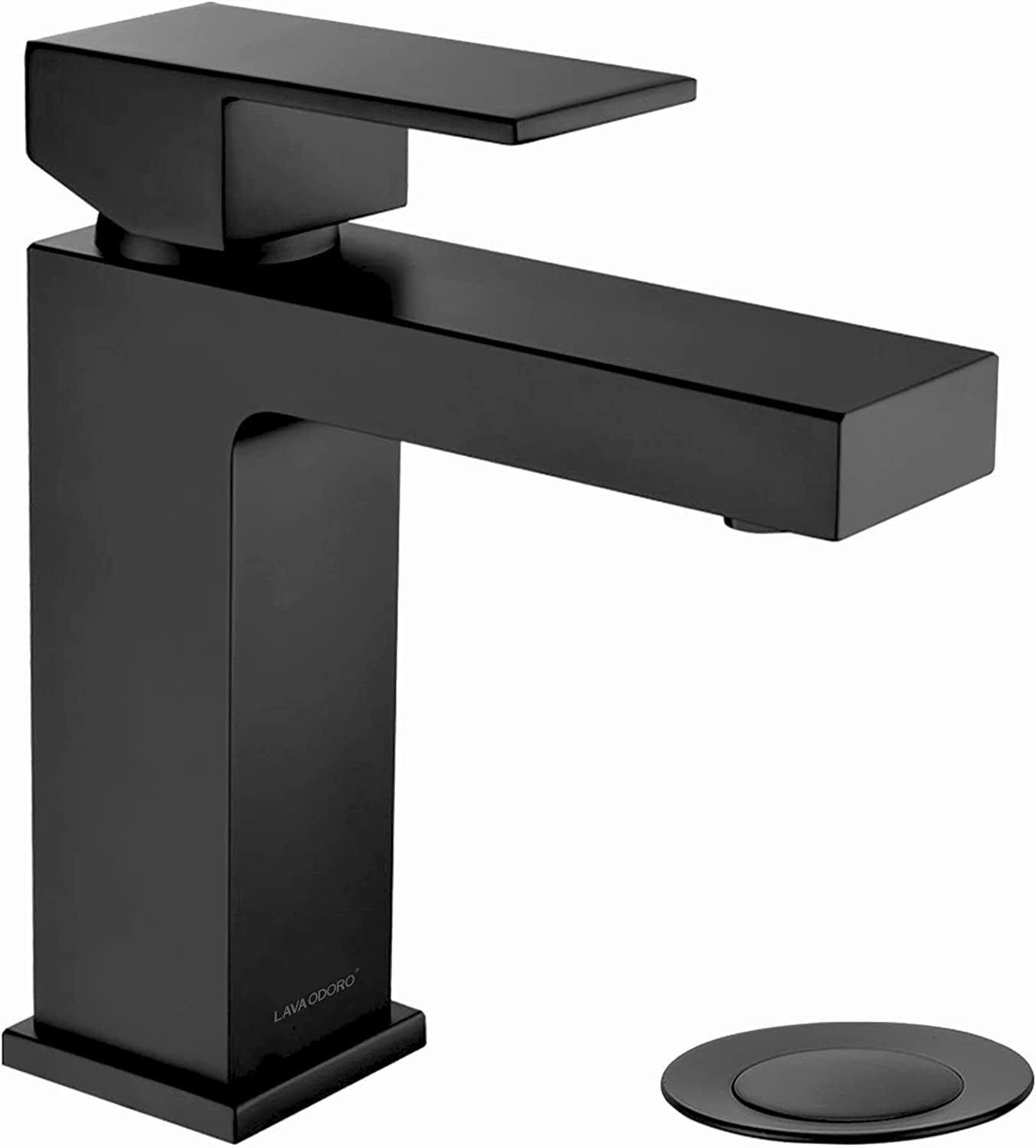 Matte Black Single Handle Brass Bathroom Faucet with Drain Assembly