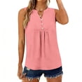 thumbnail image 3 of Womens Cotton Linen Tank Tops, Sleeveless Shirts for Women Summer Casual Vintage Solid Color Ruched Button Up V Neck Dressy Blouses, 3 of 6