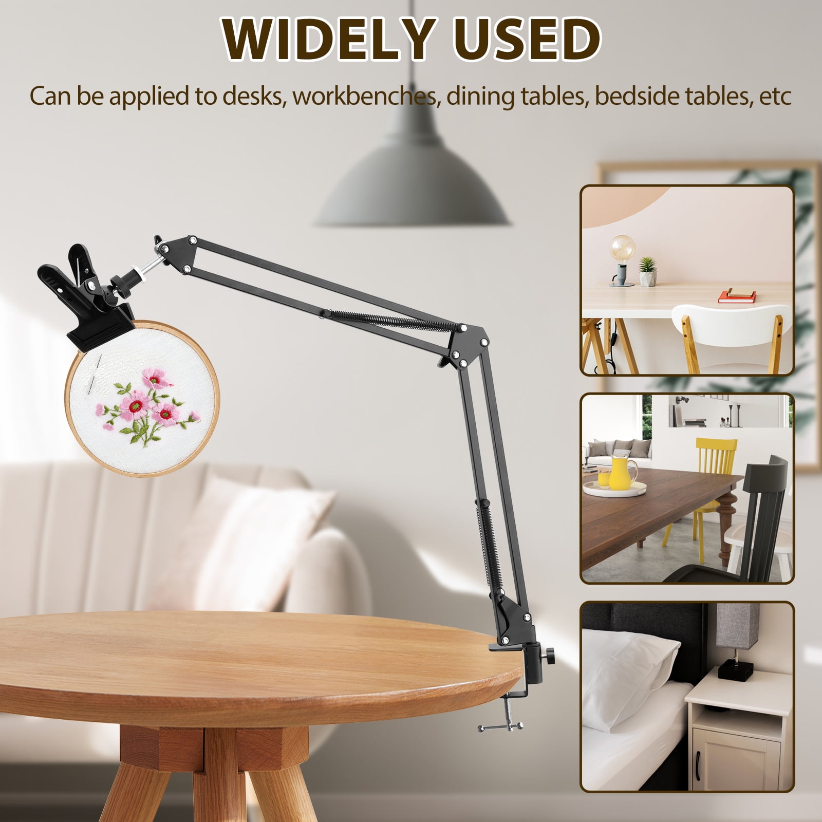 Wekvgz Embroidery Stand Metal Embroidery Hoop Holder Adjustable Embroidery Frame Holder 360° Rotatable Embroidery Hoop Stand Cross Stitch Stand for Needlepoint Crafts Tablet Phone