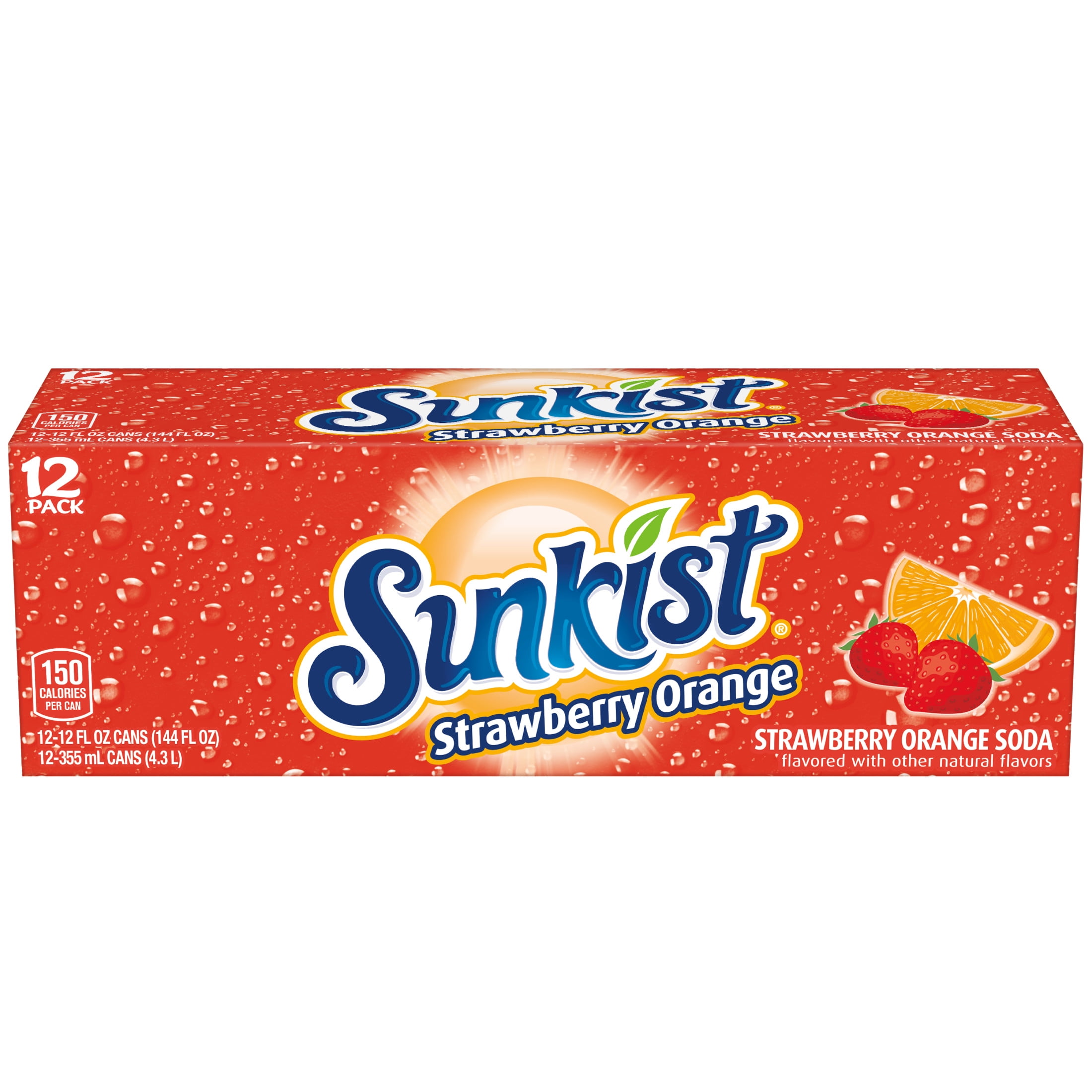 Sunkist Strawberry Orange Soda Pop, 12 fl oz, 12 Pack Cans