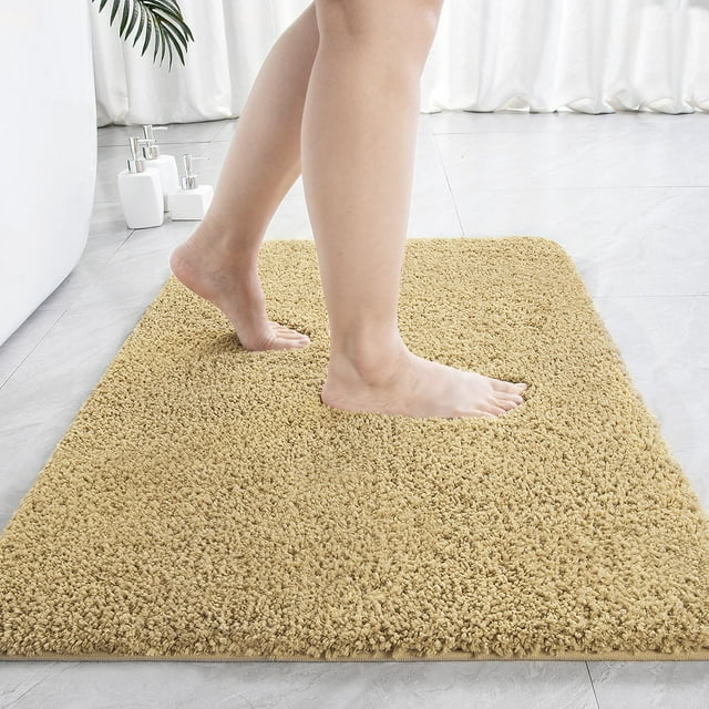 Alfombra de baño LOCHAS, suave, gruesa y absorbente, de microfibra, color beige