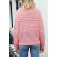 thumbnail image 5 of Drop Shoulder Textured Crochet Knit Classic Sweater for Women Pink Small, 5 of 5