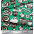 thumbnail image 3 of Soimoi Rayon Fabric Cupcake,Donut & Cookies Food Printed Fabric 1 Yard 56 Inch Wide, 3 of 3