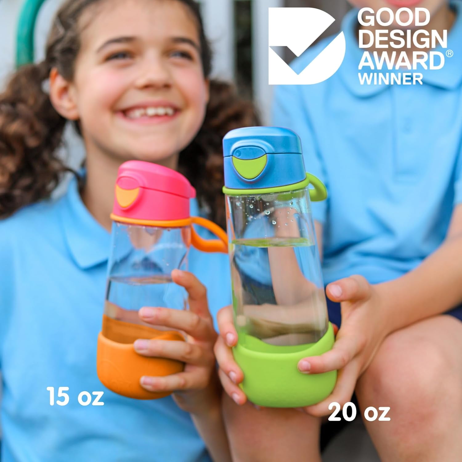 b.box 15 oz Sport Spout Kids Water Bottle for School, Sports, Travel, Daycare. Leakproof, Spill Proof, Dishwasher Safe. Easy Grip Triangle Shape, Durable Tritan Material. BPA Free. Lemon Sherbert