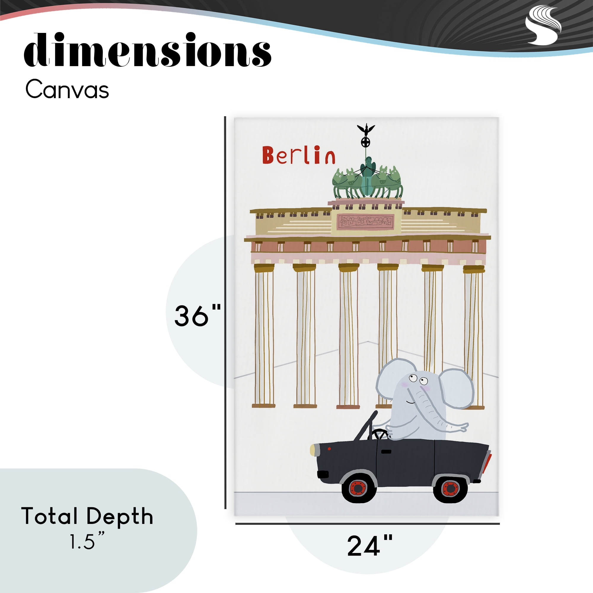 Elephant & Berlin Architecture Canvas Wall Art, design by Carla Daly