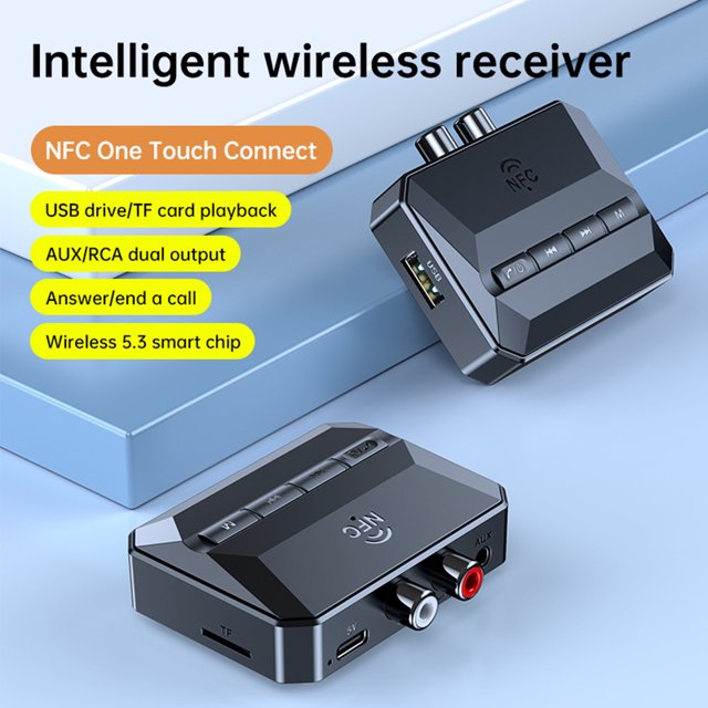 Adaptador inalámbrico estéreo Receptor de audio NFC 3.5MM Aux Compatible con Bluetooth 5.3