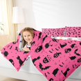 thumbnail image 3 of Feelyou Spooky Skull Full Size Comforter Sets, Cartoon Black Cat Bedding Comforter Set, Hot Pink, Halloween Reversible, 3pcs, 1 Comforter and 2 Pillowcases, 3 of 7