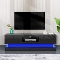 thumbnail image 2 of Modern TV Stand with LED Lights, Black LED Entertainment Center for 60/65/70 Inch TV, High Gloss Media TV Console Entertainment Stand with 2 Drawers and Open Shelf for Living Room, Bedroom, 2 of 9