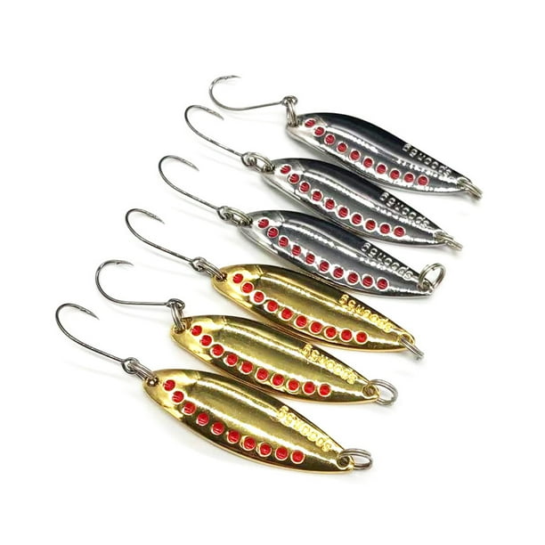 6Pcs Hard Fishing Lures Spoon Lures Gold Silver Metal Fishing Lure with  Sharp Hooks Fishing Tackle Lure for Huge Distance Casts and Wild Action 5 g  