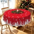 thumbnail image 2 of Duangreer Retro Christmas 60''Round Tablecloth, Christmas Tree Elk Silhouette Print Washable Picnic Table Cover for Camping, Dining, Indoor and Outdoor, 2 of 6