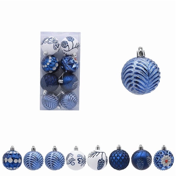 Pack 6cm Christmas Painted Ball Ornament Set, Multi-Pattern Hanging Decor, Holiday Home Decor, Festive Wall Decor, Elegant Gift Set, for Living Room, 8 Count 6cm Balls