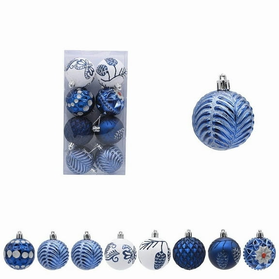 HOARBOEG 2.36in Christmas Ball Ornaments 8-Pack, Multi-Color Painted Plastic Hanging Balls for Xmas Tree Decorations, Festive Party & Holiday Home Decor