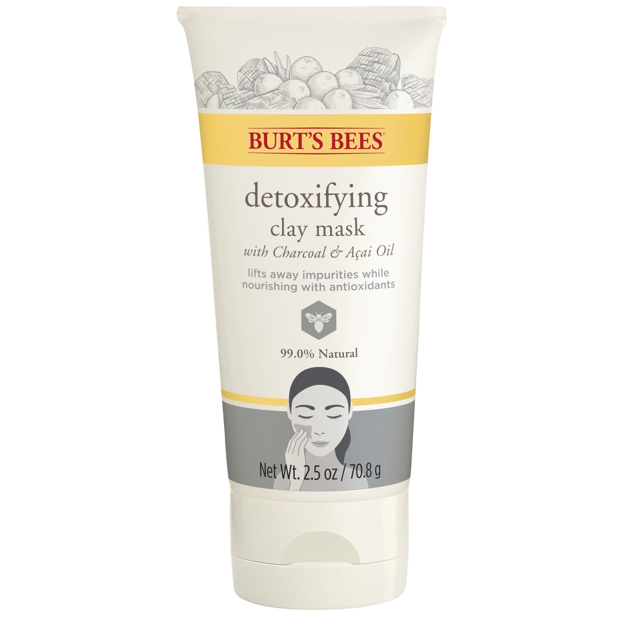Burt's Bees Detoxifying Facial Mask Clay, Charcoal & Acai Oil, 2.5 oz