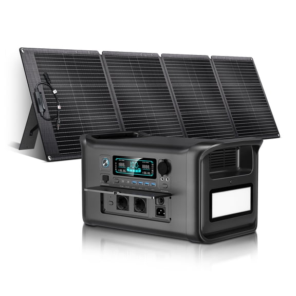 CTOLITY 1600W Portable Power Station with 200W Foldable Solar Panel 1024Wh LiFePO4 Battery Solar Generator for Camping & Home Backup RV Outages