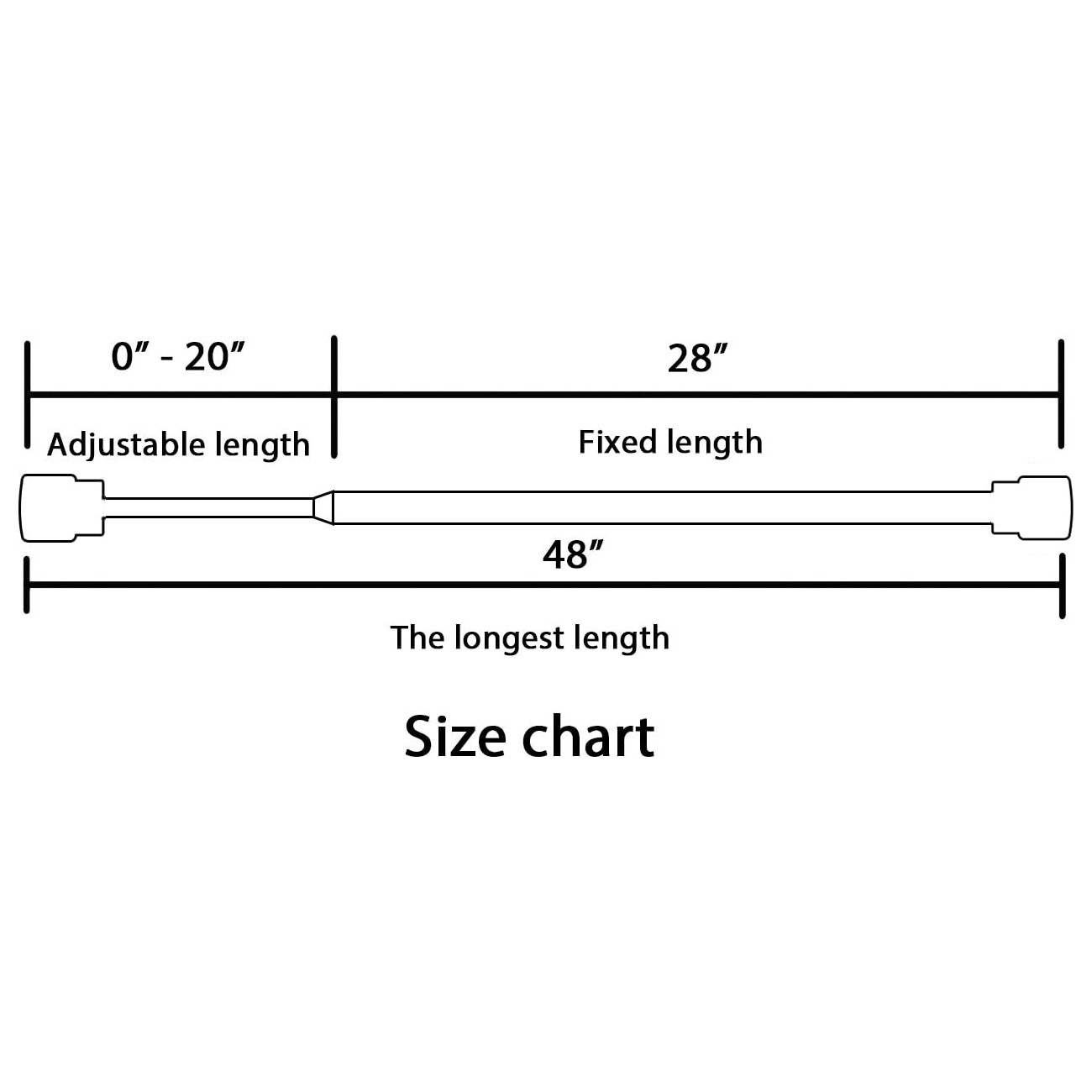 Turquoize Modern Decorative Adjustable Single Curtain Rod Telescoping 0.75" Diameter for Windows 28-48 Inches,Pewter