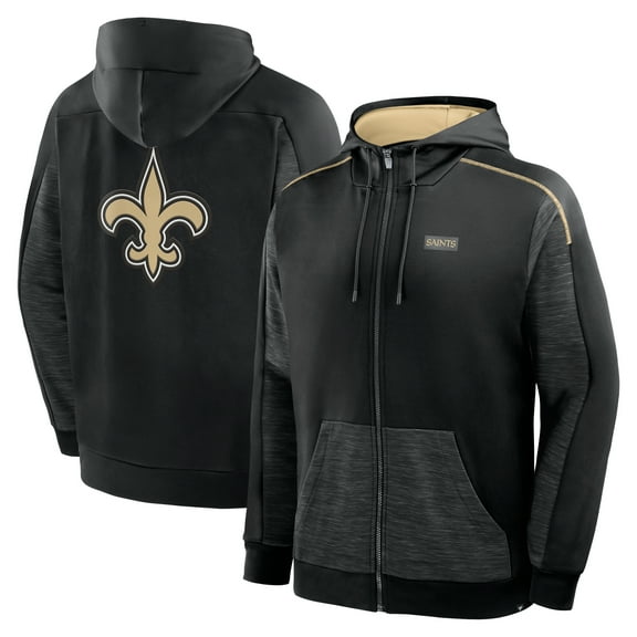 Men's Fanatics Black New Orleans Saints Checkdown Pass Full-Zip Hoodie