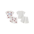 thumbnail image 2 of BemeyourBBs Toddler Baby Boy Girl 4th of July Outfit Infant Baby Patriot Independent Day Summer Clothes Short Sleeve America Flag Embroidery Waffle Knit T Shirt Tops Elastic Waist Pockets Shorts Set, 2 of 9