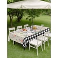 thumbnail image 3 of Outdoor Tablecloth with Umbrella Hole and Zipper, Easter Rectangle Table Cloth 60x120 Inch Waterproof Tablecloth, Spring Farmhouse Retro Bunny Eggs Flower Black Plaid Picnic Table Cover for Patio, 3 of 7