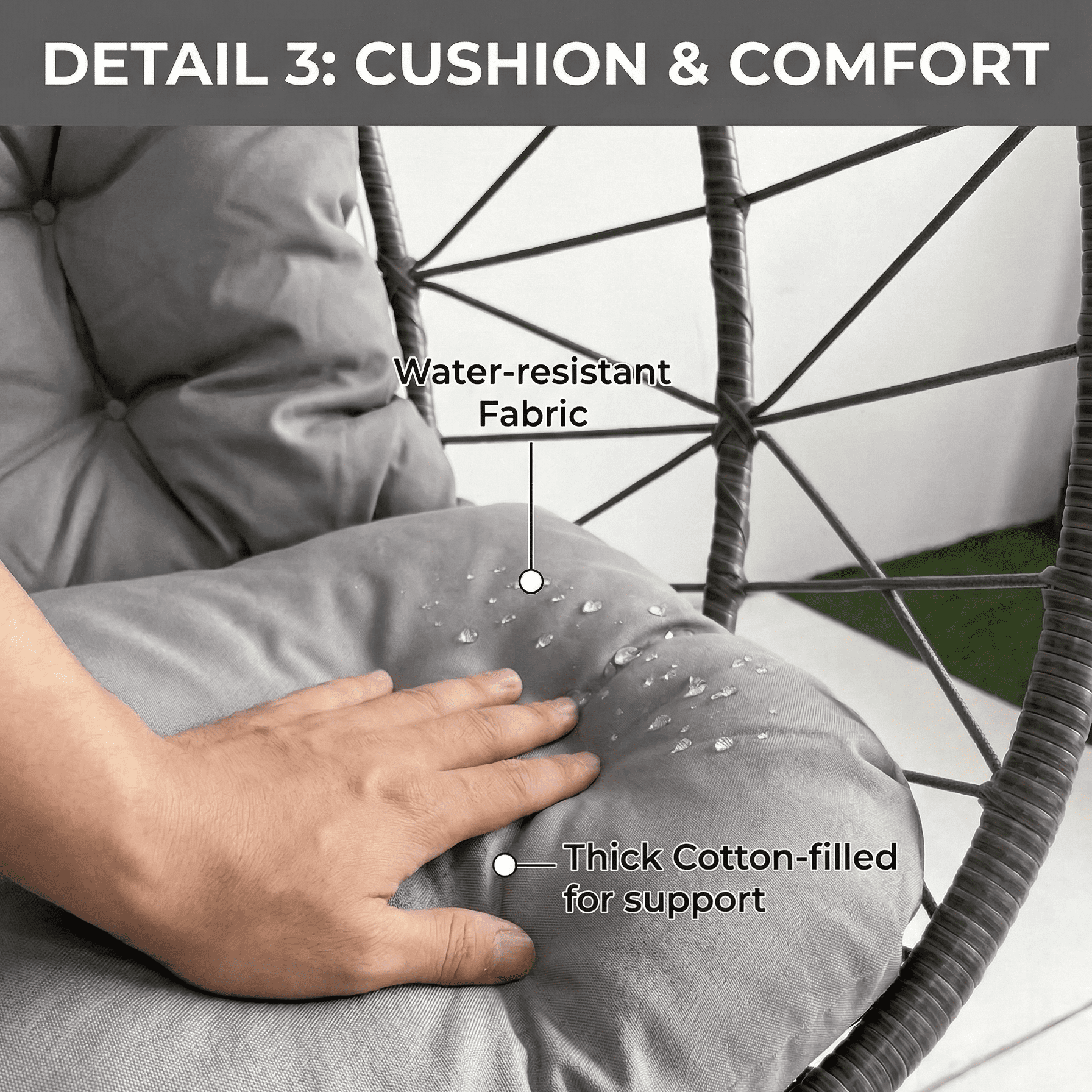 Aukfa XL 2-Person Double Egg Swing Chair with Stand, Heavy Duty Outdoor Wicker Hanging Chair with Cushions & Headrest, Gray