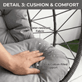 thumbnail image 5 of Aukfa XL 2-Person Double Egg Swing Chair with Stand, Heavy Duty Outdoor Wicker Hanging Chair with Cushions & Headrest, Gray, 5 of 6